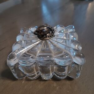 Elegant Glass Trinket Box with Silver Accent